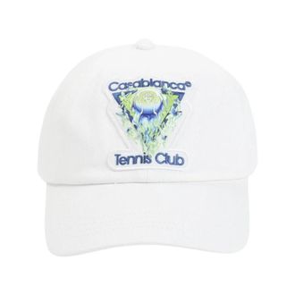 Casablanca Tennis Club Geborduurde Katoenen Baseballpet - unisex - Petten - Wit - ONE Size - Katoen - Accessoires