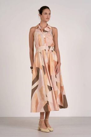 Elan Collared Midi Dress In Neutral Prism
