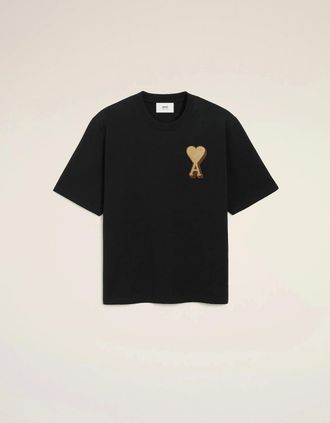 Ami Mens AMI Paris Black Cotton Ami De Coeur T-Shirt - Black - Size: 36
