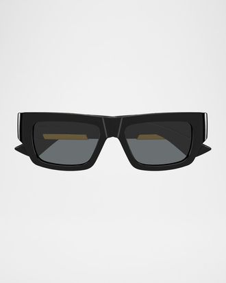 Bottega Veneta Men & apos;s Dash Rectangular Nylon Sunglasses