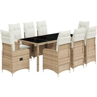 vidaXL Set De Mesa Y Sillas De Jard&iacute;n 5 Pzas Y Cojines Rat&aacute;n Pe Beige Vidaxl