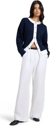 Onia Cotton Fitted Cardigan in Off White/navy at Nordstrom, Size X-Small