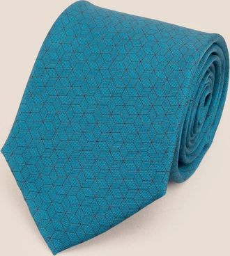 Oswin Hyde Mens Blue Pattern Print Silk Tie - Blue/Blue
