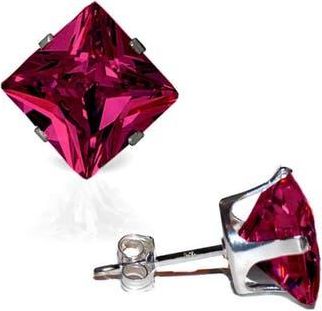 A&M Square Cubic Zirconia Birthstone Stud Earrings in Ruby at Nordstrom Rack