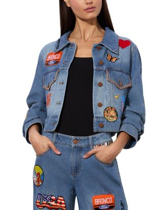 Alice & Olivia Alice + Olivia Jess Oversized Cropped Denim Jacket