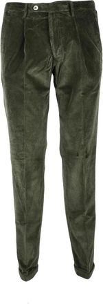 Michael Coal Tailored Military Green Cotton Modal Stretch Trousers