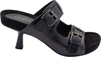 Ash Zwarte leren klomp sandaal - Dames - Muiltjes - Zwart - 38 EU - Leer - Schoenen