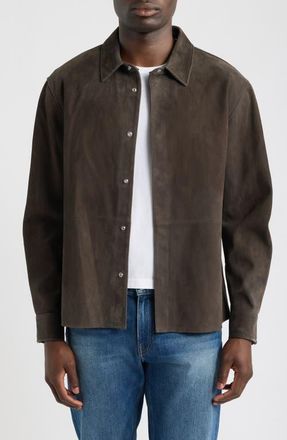 Frame Denim Suede Shirt Jacket in Dark Brown at Nordstrom, Size Xx-Large