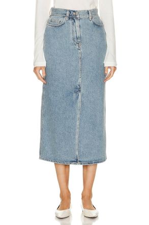 Loulou Studio Rona Denim Long Skirt In Washed Light Blue