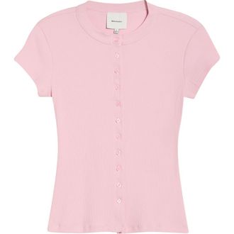 Reformation Raelynn Rib Stretch Organic Cotton Top in Babygirl at Nordstrom, Size X-Small