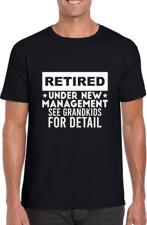 Generic Grandad T-Shirt Retired Under New Management See Grandad Kids for Detail Xmas Gift Top (UK, Alpha, M, Regular, Regular, Black)