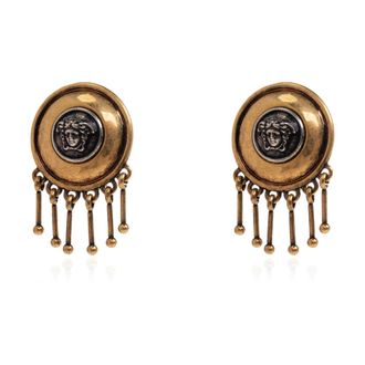 Versace Accessoires, Dames, Geel, ONE Size, Medusa Hoofd Clip-On Oorbellen