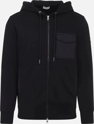 Moncler Mens Zip Pocket Detail Hooded Top Black - Size: 44/Regular