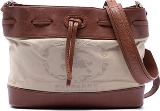 Burberry Pre-owned Burberry Leather Trimmed Canvas Drawstring Bucket Bag Ladies CNQINCHOQIN