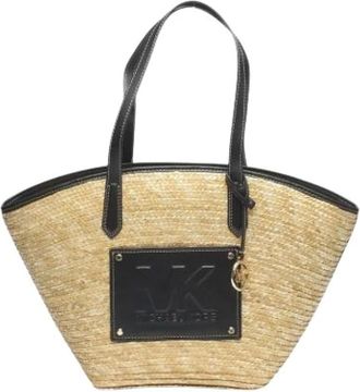 Michael Kors Pre-owned Tote Bags, female, Beige, Size: ONE SIZE Pre-owned Canvas Tote Bag
