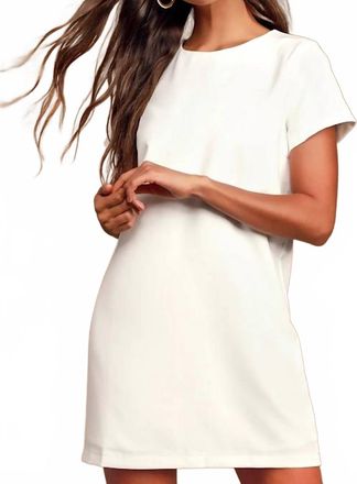 Lulus Womens Short Sleeve Shift And Shout Shift Dress In Ivory