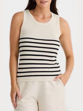 Brave & True Amba Tank Top In Black/ecru Stripe