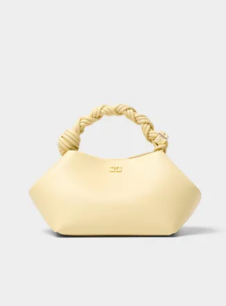 Ganni Womens Bou butter yellow braided handle bag