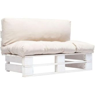 vidaXL Divano da Giardino a Pallet con Cuscini Sabbia in Legno di Pino vidaXL