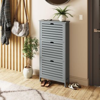 GFW Bergen Three Tier Shoe Cabinet in Grey