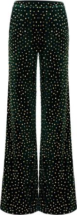 Saiid Kobeisy Green Gold Beaded Sequin Velvet Formal Pants