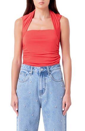 endless rose Ruched Square Neck Top in Red at Nordstrom, Size X-Small