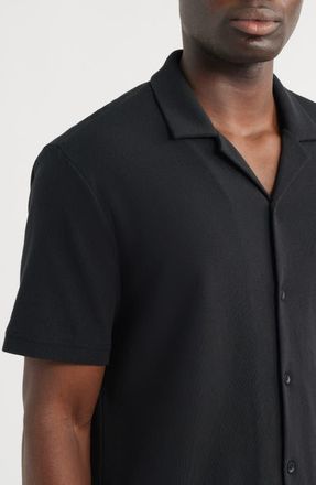 Nordstrom Seaport Knit Cotton Camp Shirt in Black at Nordstrom, Size Xx-Large