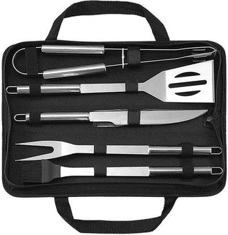 OEM Juego De Utensilios Para Barbacoa, Accesorios De Acero Inoxidable Con Bolsas De Almacenamiento, Juego De 5 Utensilios Acero Inoxidable Barbacoa