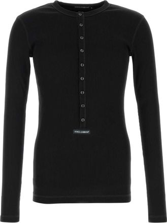 Dolce & Gabbana Black Slim Henley T-Shirt