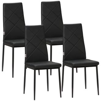 HOMCOM Dining Chairs - Faux Leather Kitchen Chairs - Black - 4 Pieces | TJ Hughes