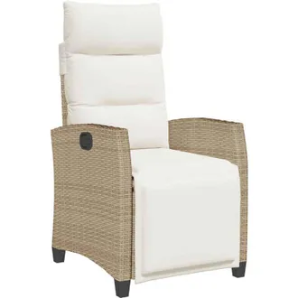 vidaXL Vidaxl - Silla De Jard&iacute;n Reclinable Con Mesa Auxiliar Rat&aacute;n Beige
