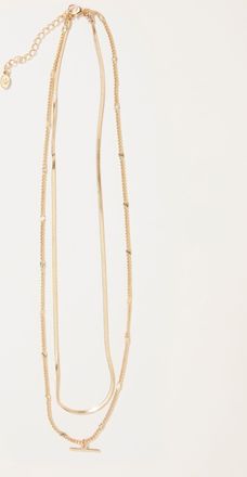 Fat Face FatFace Gold Tone T Bar Layered Necklace