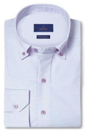 David Donahue Performance Gingham Sport Shirt in Lilac/White at Nordstrom Rack, Size Xx-Large