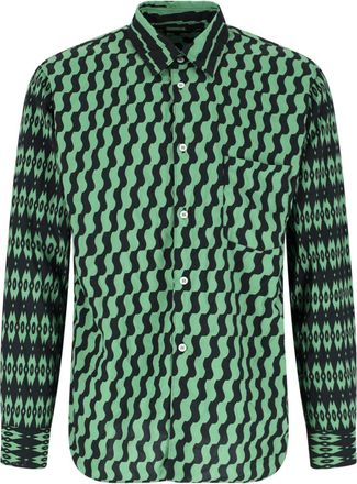 Comme Des Gar&ccedil;ons Green Geometric Pattern Fabric Shirt