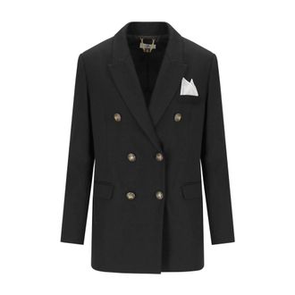 Elisabetta Franchi Blazers, female, Black, XS, Double-breasted Blazer