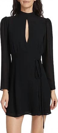 Reformation Ottessa Long-Sleeve Surplice Cdress In Black