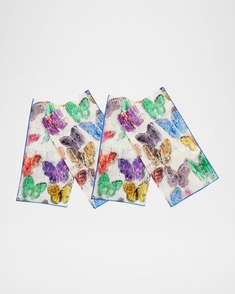 Hunt Slonem Spring Butterflies Printed Linen Dinner Napkin