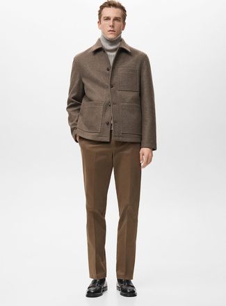 Mango Giacca panno tasche marrone medio - Uomo - XXL - MANGO MAN