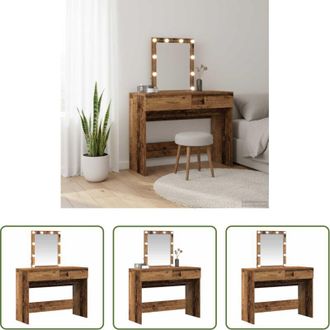 vidaXL Tavolo da trucco in legno - Tavolo da Trucco con cassetto Legno vecchio 100 x 40 x 130 cm