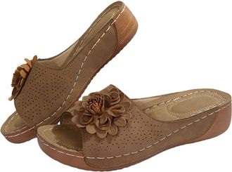 Generic Orthopedic Wedge Sandals for Women,Comfortable Non-slip Solid Color Open-Toe Summer Wedge Arch Support Slip on Shoes Casual Fashion Orthopedic Outdoor