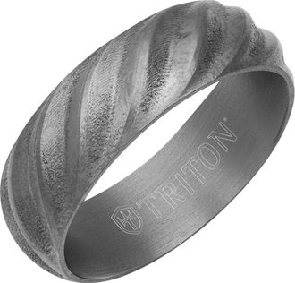 Triton 7MM Tantalum Ring with Roped Inlay and Flat Edge in Metallic Silver at Nordstrom, Size 11.5