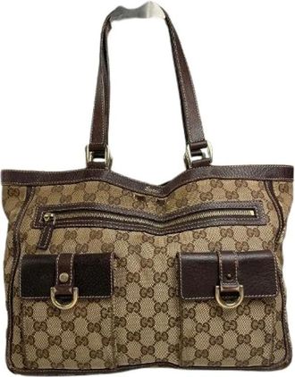 Gucci Pre-owned Tote Bags, female, Brown, Size: ONE SIZE Pre-owned Leather Tote Bag