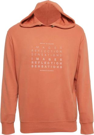 Brunello Cucinelli Felpa in cotone con stampa e cappuccio - Arancione