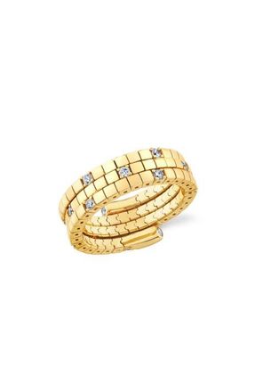 Crislu Pure Flex Three Row Cubic Zirconia Ring in 18Kt Yellow Gold /Clear Stone at Nordstrom, Size Medium