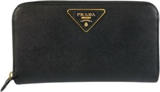 Prada Pre-owned Saffiano Leder Lange Portemonnee - Dames - Vintage Accessoires - Zwart - ONE Size - Leer - Vintage