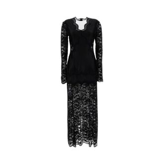 Paco Rabanne Maxi Dresses, female, Black, Size: XS Long lace dress