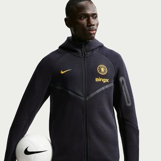 Nike Chelsea FC Tech Fleece Windrunner Nike Mens Soccer Full-Zip Hoodie in Blue | II6417-426