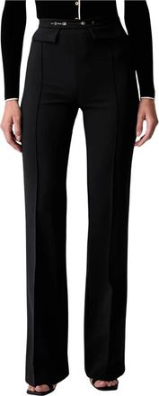 Elisabetta Franchi Broek van Dubbel Stretch Cr&ecirc;pe - Dames - Wijde Broeken - Zwart - M - Leer - Broeken