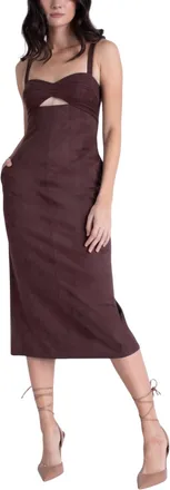 Karina Grimaldi Olivia Suede Midi Dress In Brown