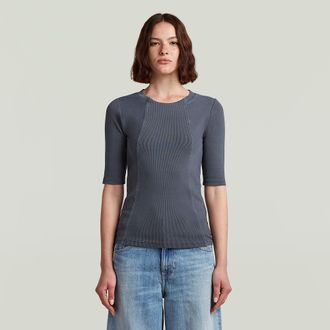 G-Star Washed A-Line Slim Rib T-shirt - Donkerblauw - Dames